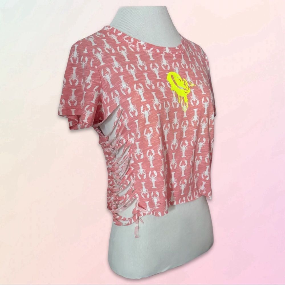 AERO, Reworked, Coral, Lobster Graphic, Cropped Baby Tee